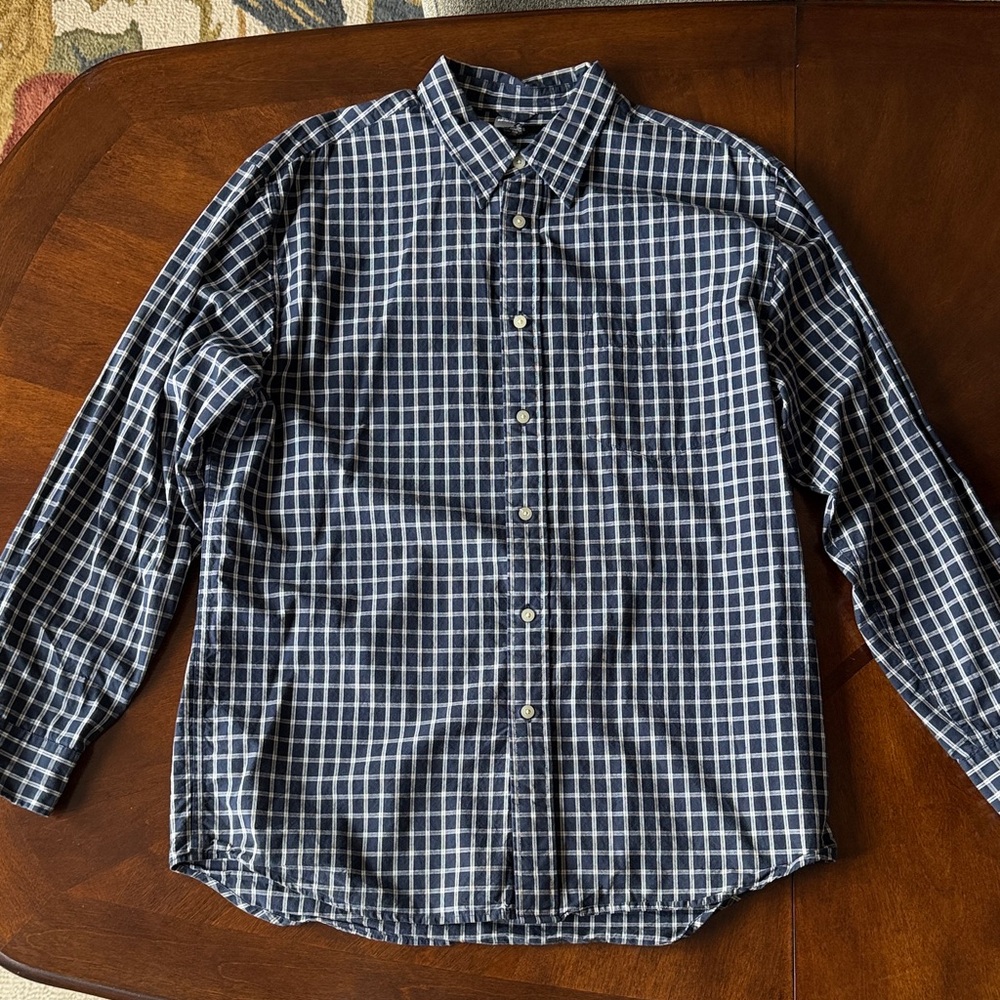 Express Blue and White Checkered Shirt